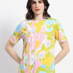 Madame Women Solid Round Neck Cotton Top-picture-26