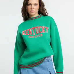 Trendyol Women Typography Printed Pullover Sweatshirt-image-97