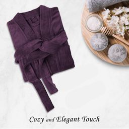 HOUSSE Purple 550 GSM Shawl Collar Bath Robe-image-82
