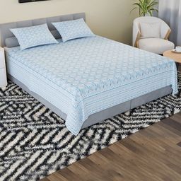 Myntra Elegant Homes Grey Printed 160 TC King Pure Cotton Bedsheet Set 2.64 m x 2.16 m-image-25