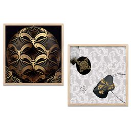 Kotart Black & White 2 Pieces Modern Wooden Square Wall Arts-picture-32