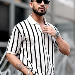 Maniac Men Polo Collar Monochrome T-shirt-image-72
