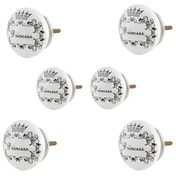 Indianshelf 6Pcs Black & White Textured Ceramic Princess Knobs-image-15