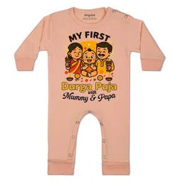 Arvesa Kids-Unisex Peach Cotton Rompers-picture-22
