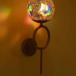 SOMIL White & Multicoloured Textured Glass Spherical Shaped Wall Lamp-29