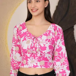 69 FASHION STREET Tie and Dye Print Bishop Sleeves Crop Top-image-63