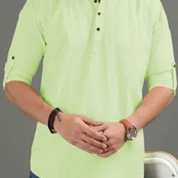 APEKTRA Men Solid Full Sleeves Slim Fit Short Kurta-image-67