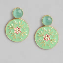 Anouk Gold Plated Beaded Enamelled Circular Drop Earrings image 2