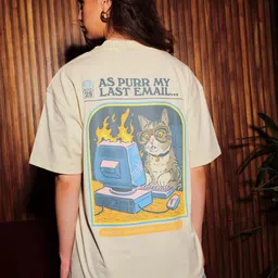 Bonkers Corner Women Purred Emails Oversized T-shirt-image-1