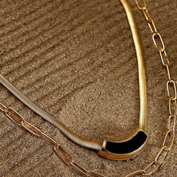 SOHI Gold-Plated Sylvan-Snakechain Multi-Layer Statement Necklace Chain-picture-8