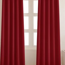 HOMEMONDE Maroon Set of 2 Black Out Door Curtain-36