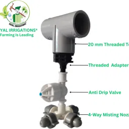 vayal irrigations ® 20 mm 4 Way Threaded Fogger Assembly Unit | Mist Cooling System | Agriculture 28 L Hose-end Sprayer image 5