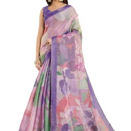 SUVIKAS CREATION Yourself Geometric Printed Tissue Saree With Blouse Piece-picture-1
