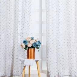 Parda Online White & Grey 2 Pieces Sheer Window Curtain-image-90
