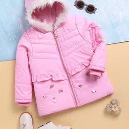 Toonyport Girls Hooded Solid Casual Parka Jacket-image-38