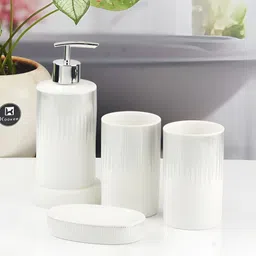 Kookee Multicoloured 4 piece Abstract Ceramic Bath Accessories Set-16