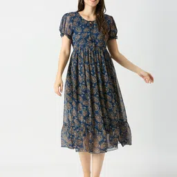 BAESD Floral Printed Georgette Fit & Flare Midi Dress-picture-15