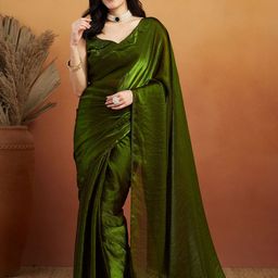 RACHNA Aari Work Tissue Designer Block Print Saree-image-93