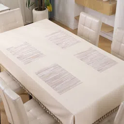 HOKIPO Cream-Coloured & Brown 4 Pieces Striped Rectangle Table Placemats-30