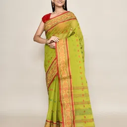 PUKU Ethnic Motifs Pure Cotton Taant Saree-picture-28