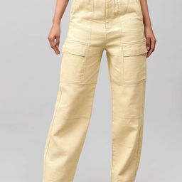 BLUEBIRD Women Relaxed Loose Fit High-Rise Easy Wash Cargos Trousers-image-61