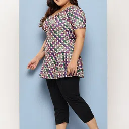 Aarika Checked Printed Plus Size Swim Suit With Swim Cap image 2