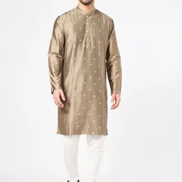 indus route by Pantaloons Floral Embroidered Thread Work Pleated Straight Kurta-image-27