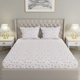 Raymond Home Lavender & White Floral 200 TC Queen Bedsheet with 2 Pillow Covers-image-75