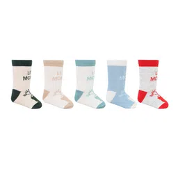 Bonjour Poochie Infants Pack Of 5 Printed Cotton Calf-Length Socks-22