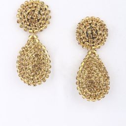 StyleCast Gold-Plated Rhinestone Studded Circular Shaped Drop Earrings-image-92