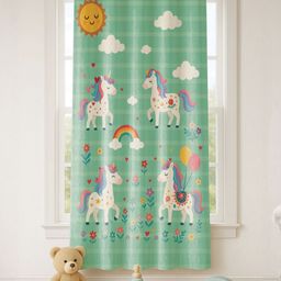 STITCHNEST Green & White Quirky Door Curtain-image-10