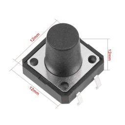 4-Pins DIP Momentary Square Tactile Push Button Switch 5 Pieces - 12x12x12mm image 3