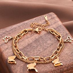 Zabby Allen Stainless Steel Rose Gold-Plated Butterfly Charm Bracelet-54