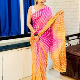 Mitera Embellished Pure Georgette Leheriya Saree-picture-22