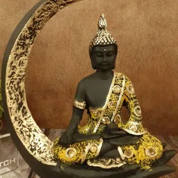 Afterstitch Yellow Ethnic Metal Gautam Buddha Statue Idols Showpiece-picture-38