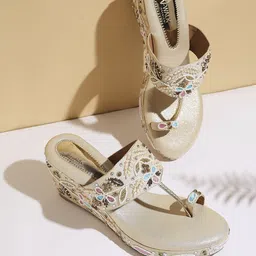 V-WALK Women Embellished Party Platform Sandals-13