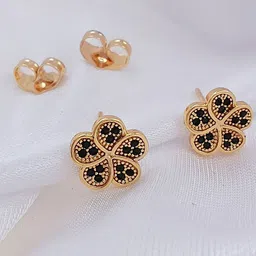 Saizen Gold-Plated Artificial Stones Studded Floral Shaped Studs-picture-12