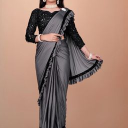 HARIOM FASHION Ruffles Lycra Saree-image-28