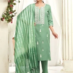 SANISA Women Floral Embroidered Kurta with Trousers & Dupatta-18