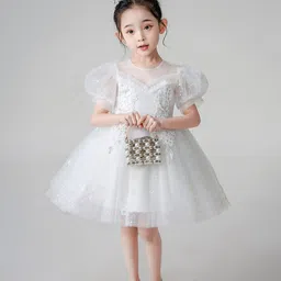 JC SPARKLE Girls Embroidered Puff Sleeve Fit & Flare Dress-picture-20