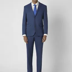 Van Heusen Men Checked Slim Fit Single-Breasted Two-Piece Suit-image-55