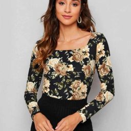 Casual Regular Sleeves Printed Women Black Top-image-4