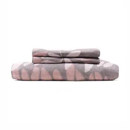Aura Mauve & White Floral 186 TC King Bedsheet with 2 Pillow Covers-picture-49