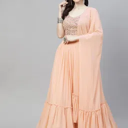 Fusionic Embellished Mirror Work Semi-Stitched Lehenga & Unstitched Blouse With Dupatta image 2