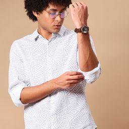 V-Mart Geometric Printed Spread Collar Cotton Shirt-picture-42
