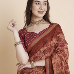 RATAN Floral Pure Cotton Saree-image-98