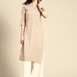 Suha Striped Mandarin Collar Straight Kurta-picture-33
