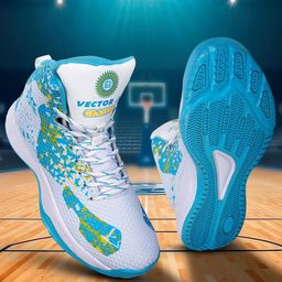 VECTOR X Men Colourblocked High-Top Basketball Non-Marking Shoes-image-69