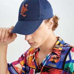 DeFacto Men Blue & Orange Embroidered Snapback Cotton Cap-image-53
