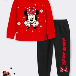 YK Disney Girls Printed Round Neck Long Sleeves T-shirt With Trousers-image-32